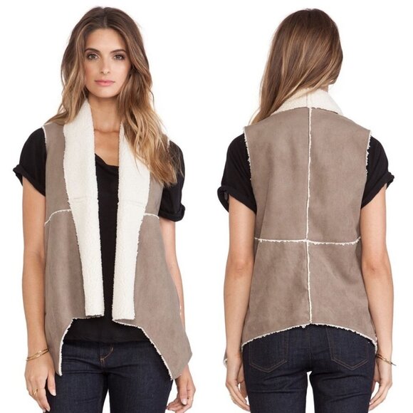 Revolve BB Dakota Levy Shearling Fleece Vest Faux Fur Size Small Walnut Brown - Picture 1 of 10